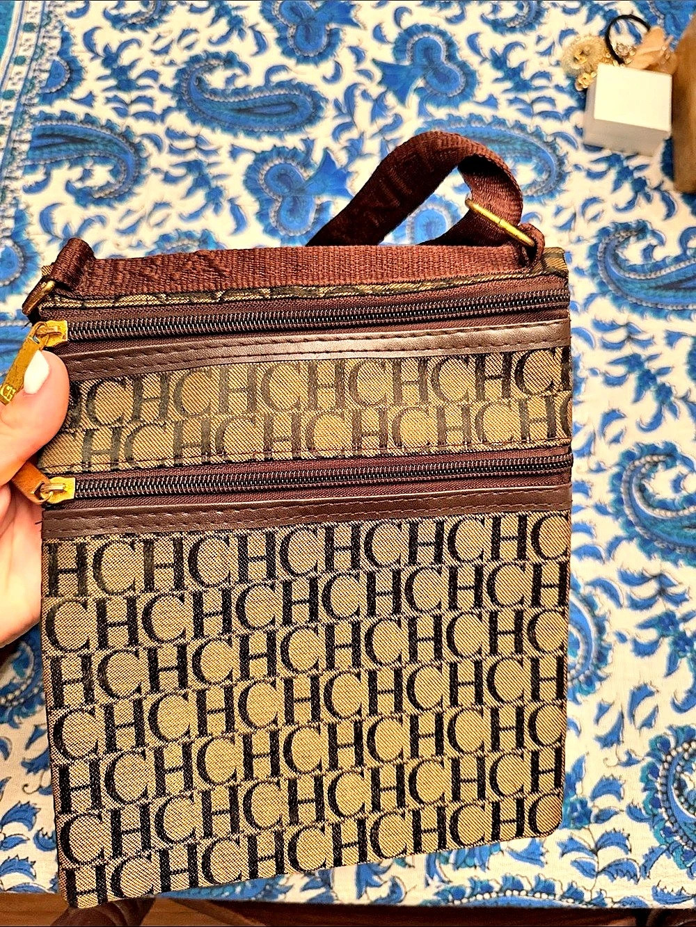 Carolina Herrera Brown Crossbody Bag